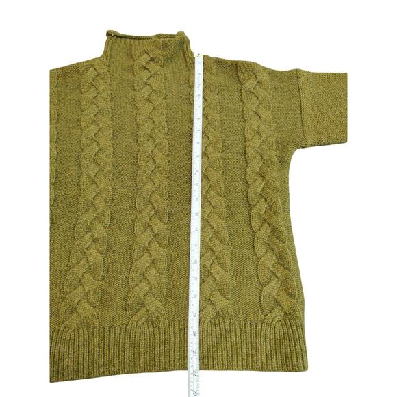 Madewell Mock Neck Sweater Pullover Cable Knit Wool Blend Green Womens Small - Picture 6 of 6
